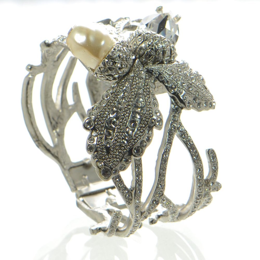 Oscar de la Renta Crystal Pave & Pearl Acorn Bracelet